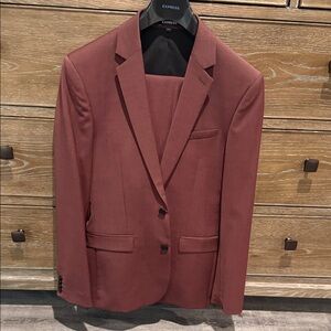 Express Men's Burgundy Suit Jacket and Ex Slim Dress Pants